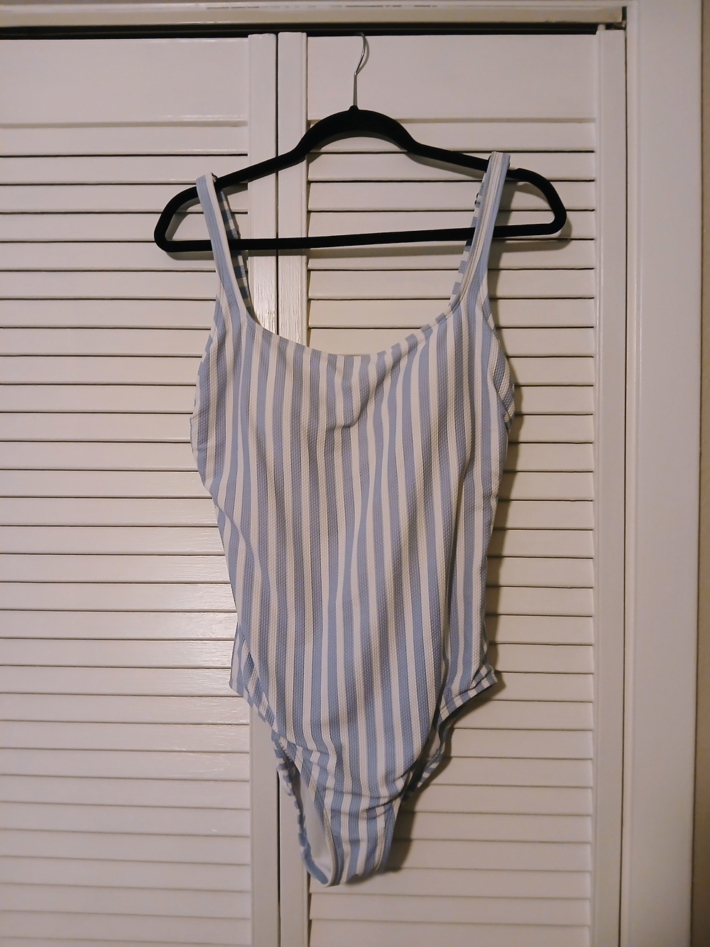 Classic Blue and White Striped One-Piece Swimsuit